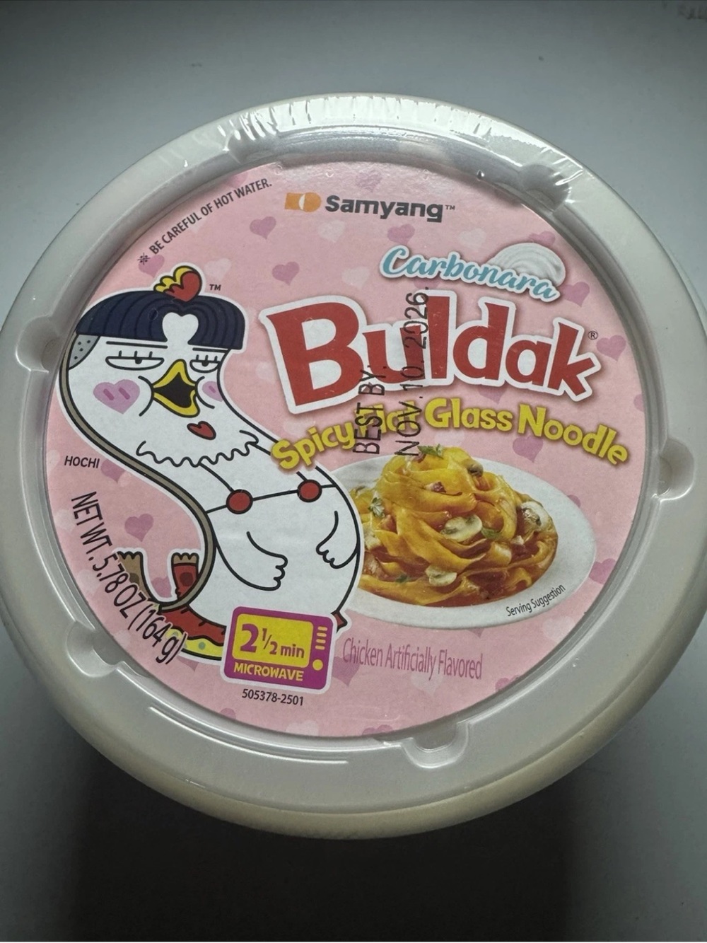 Samyang Buldak Spicy Flat Glass Noodle Carbonara Chicken Flavor 164 g